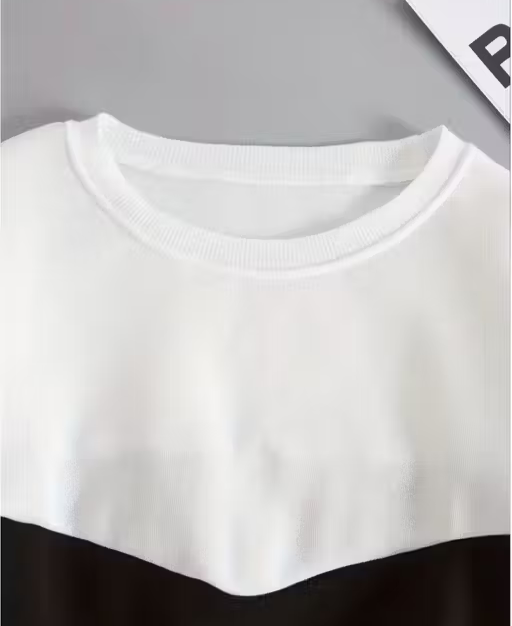 Women’s Multicolor Fleece Pullover – Colorblocked Round Neck, Long Cap Sleeves