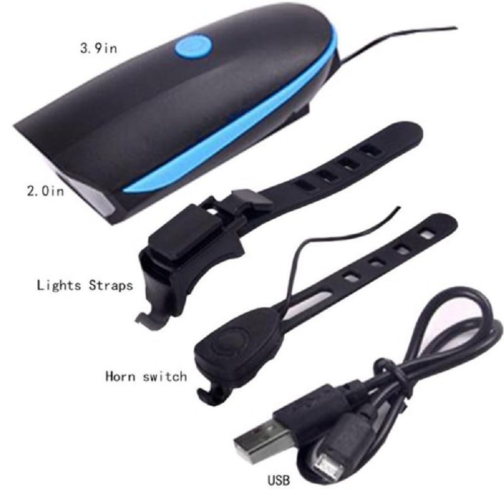 BLACKBELL 2-in-1 USB Rechargeable Bicycle/Bike Horn LED Front Light (3 modes) (Black, Blue)