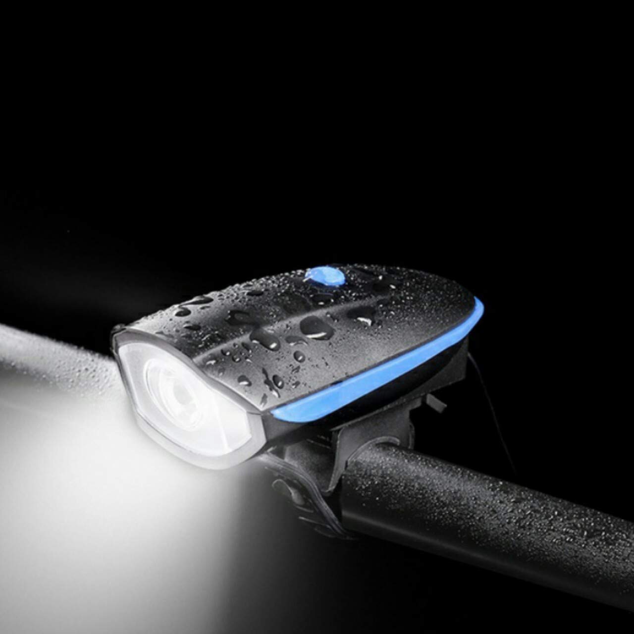 BLACKBELL 2-in-1 USB Rechargeable Bicycle/Bike Horn LED Front Light (3 modes) (Black, Blue)