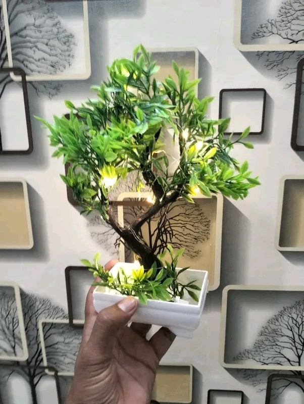 Artificial Bonsai Plant with Cork Light For Home Office Decoration